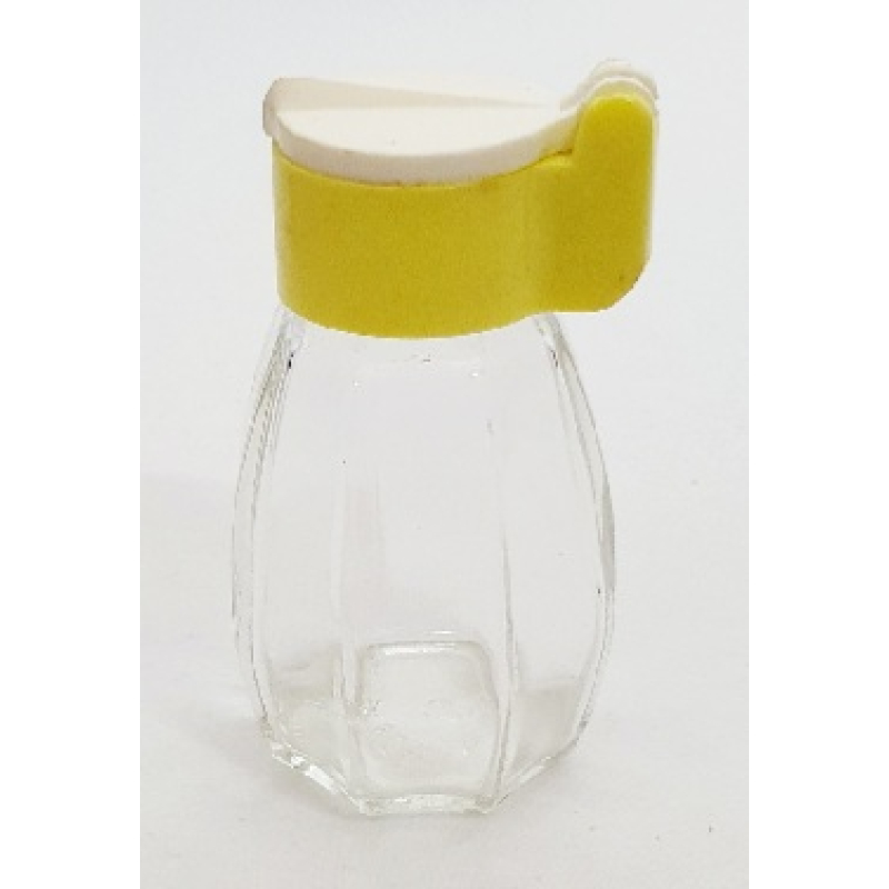 Vintage glazen zoutstrooier met kunststof dop